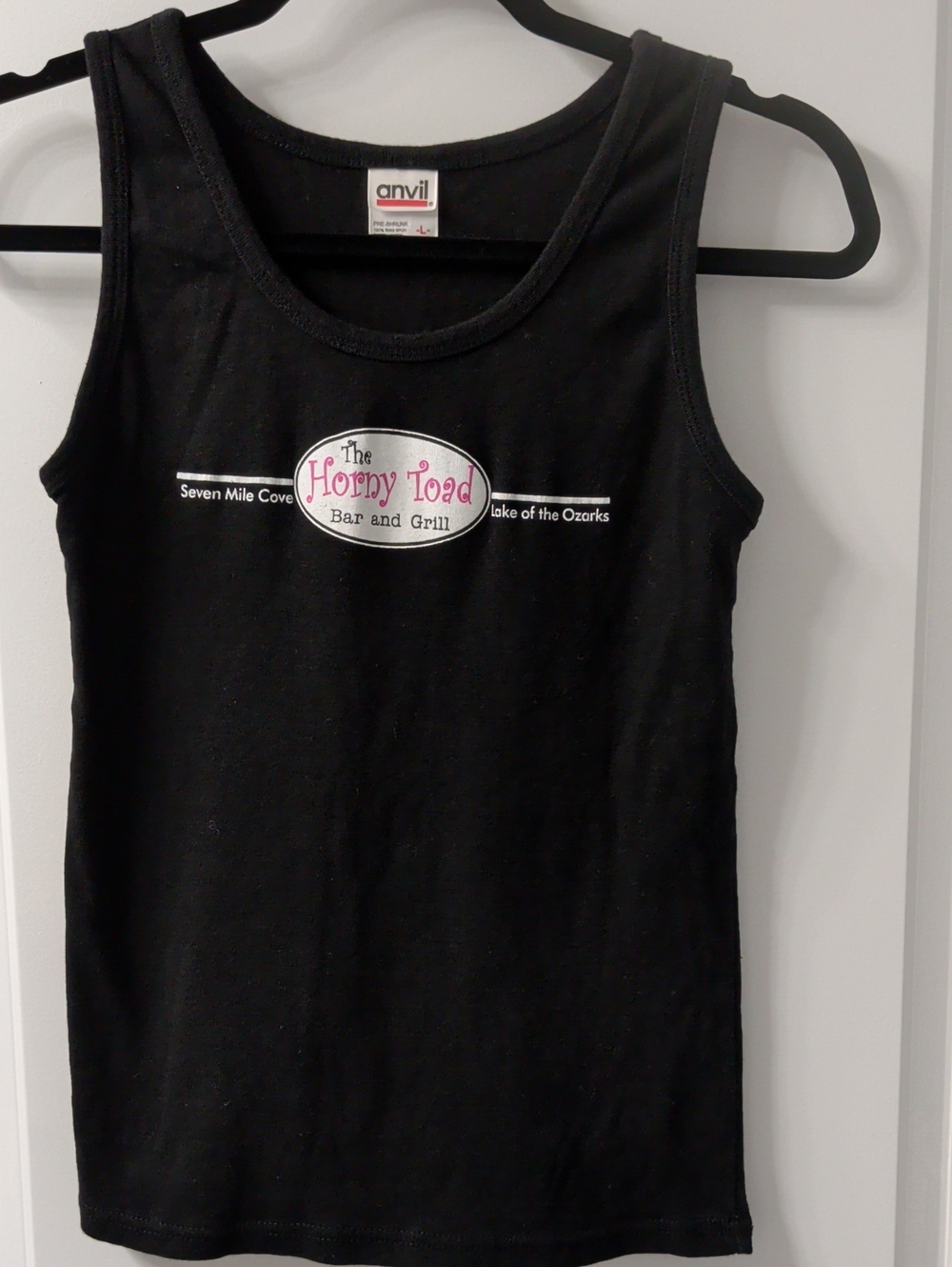 Anvil Black Tank with White and Pink Logo